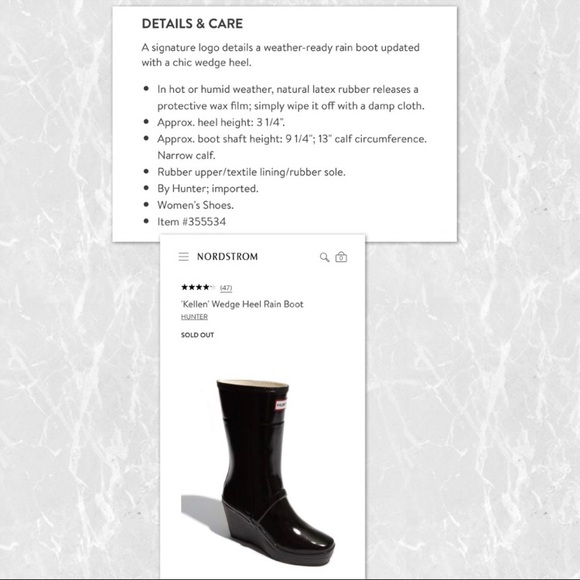 Hunter Kellan Wedge Rain Boots Size 7 